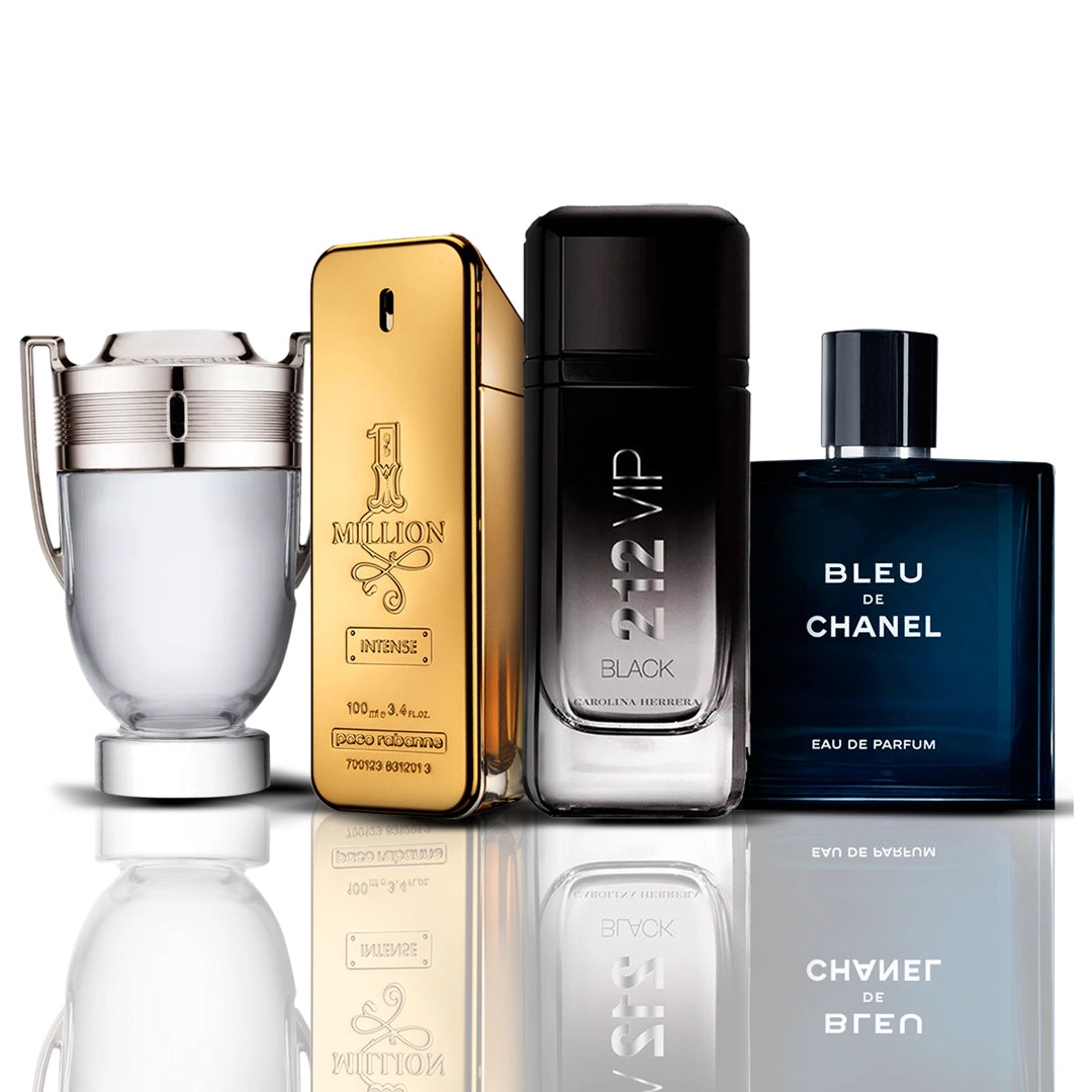 Set of 4 Perfumes | Invictus Victory + One Million + Bleu de Chanel + 212 Vip Black