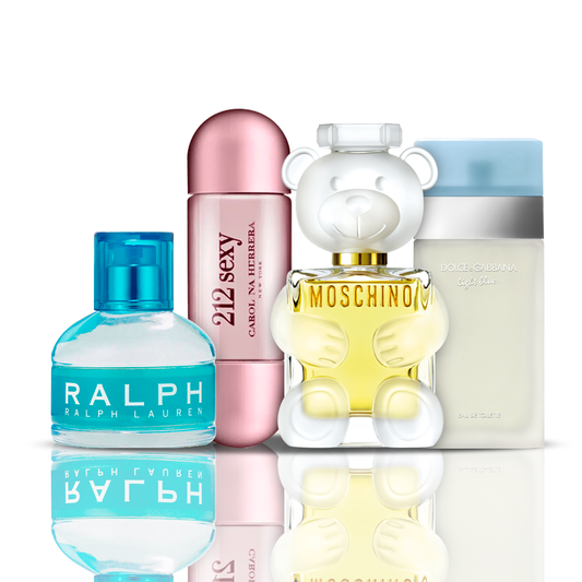 Set of 4 Perfumes | 212 Sexy + Light Blue + Moschino Toy 2 + Ralph Lauren 100 ml