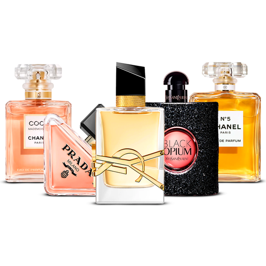 Set of 5 Perfumes – Coco Mademoiselle, Prada Paradoxe, Libre, Black Opium and Chanel N°5 [100 ml each]