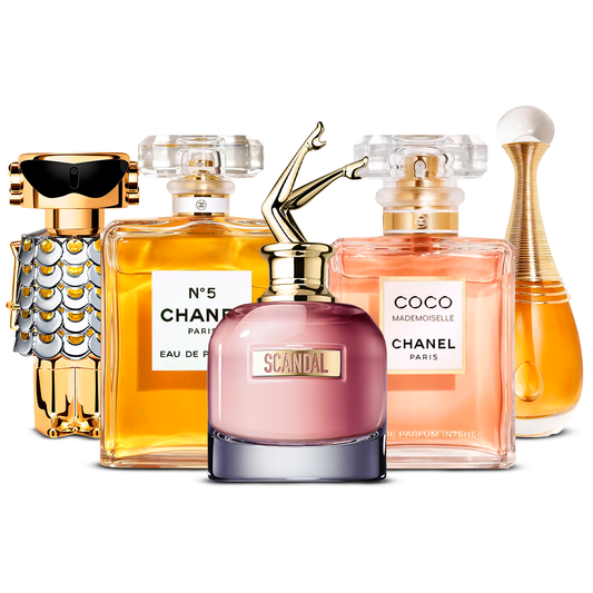 Set of 5 Perfumes – Fame, Chanel Nº5, Scandal, Coco Mademoiselle and J'adore [100 ml each]