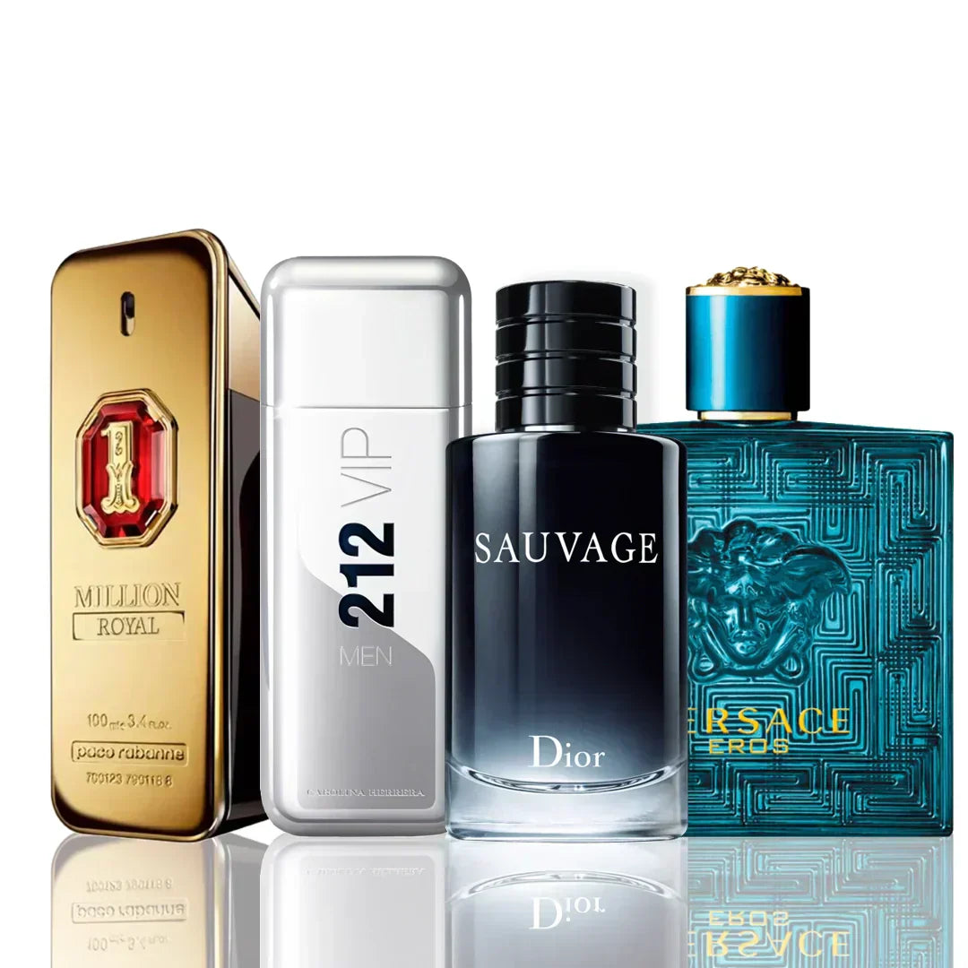 Set of 4 Perfumes | One Million Royal + 212 Vip + Sauvage Dior + Versace Eros 100 ml