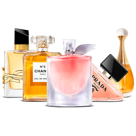 Set of 5 Perfumes – Yves Saint Laurent Libre, Chanel Nº5, La Vie Est Belle, Prada Paradoxe and J'adore  [100 ml each]
