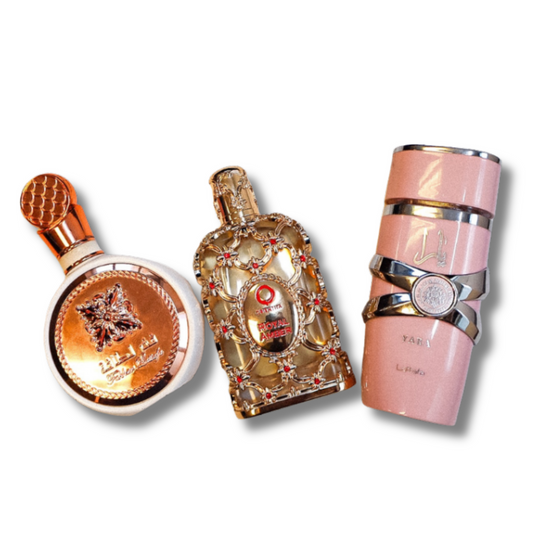 Set of 3 Perfumes | Lattafa Yara + Fakhar + Royal Amber – Buy 1 and receive 3 GENUINE 100 ml perfumes each
