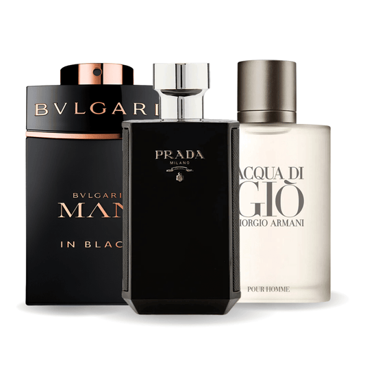 Set of 3 Perfumes | Bvlgari In Black, Giorgio Armani Acqua Di Gio, L'Homme Prada Intense 100 ml