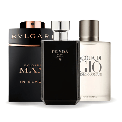 Set of 3 Perfumes | Bvlgari In Black, Giorgio Armani Acqua Di Gio, L'Homme Prada Intense 100 ml