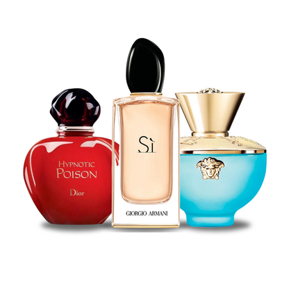 Set of 3 Perfumes | Dior HYPNOTIC POISON, Giorgio Armani SÌ, Versace DYLAN TURQUOISE 100 ml
