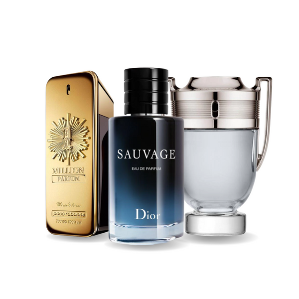 Set of 3 Perfumes | Paco Rabanne ONE MILLION, Dior SAUVAGE, Paco Rabanne INVICTUS 100 ml