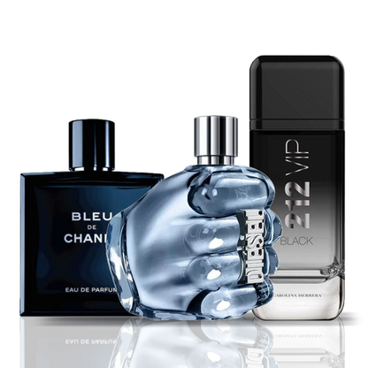 Set of 3 Perfumes | Bleu de Chanel + Diesel Only The Brave + 212 VIP Black