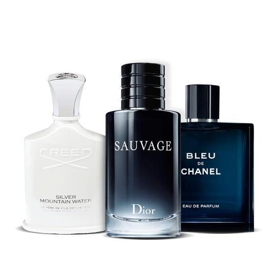 Set of 3 Perfumes | Creed Silver + Sauvage Dior + Bleu de Chanel 100 ml