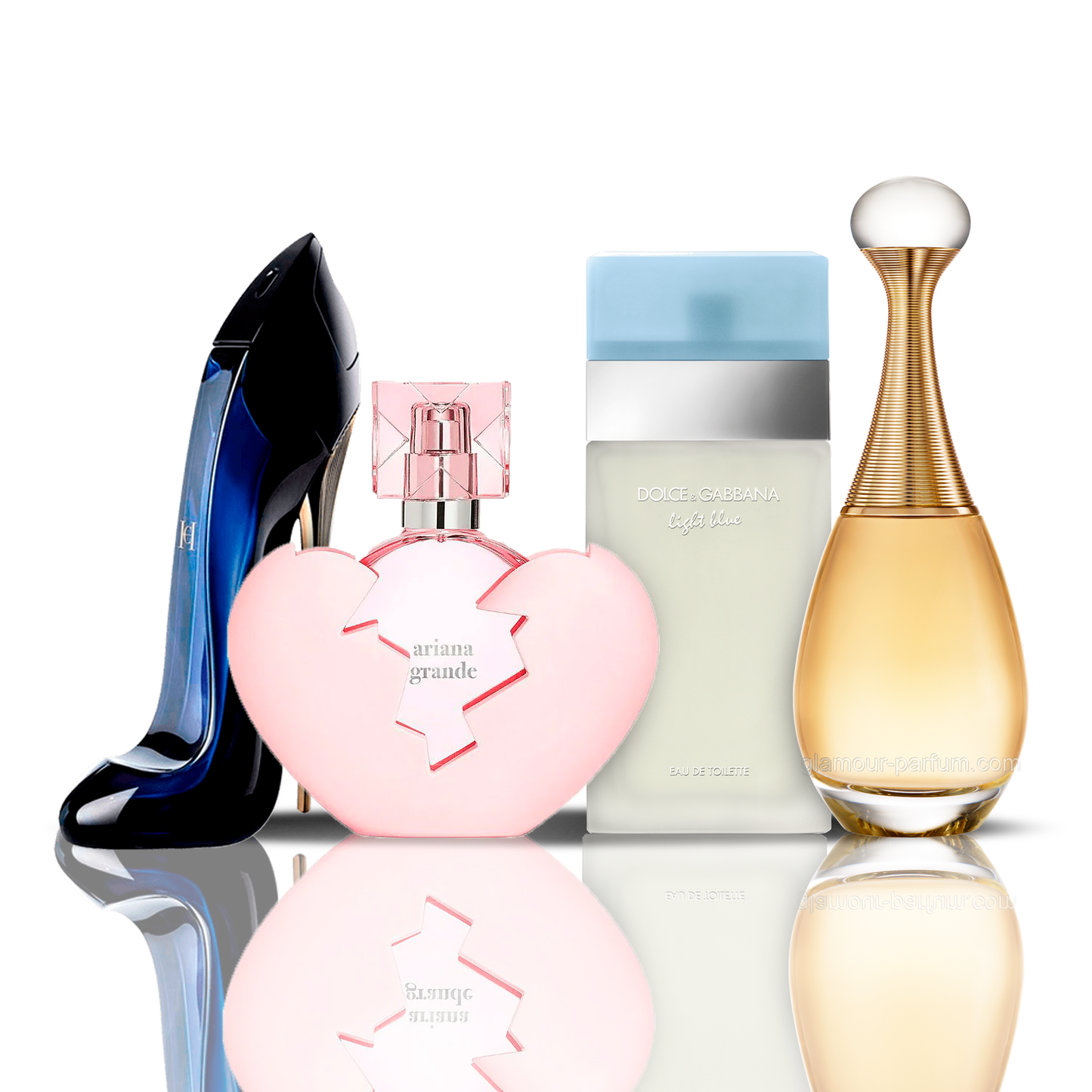 Set of 4 Perfumes | Thank U Next + Light Blue + Good Girl + J'adore 100 ml