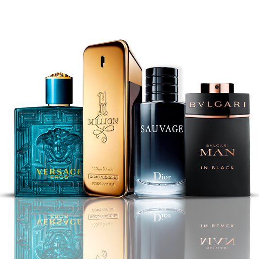Set of 4 Perfumes | Eros Versace + One Million Paco Rabanne + Bvlgari Man in Black + Sauvage Dior 100 ml
