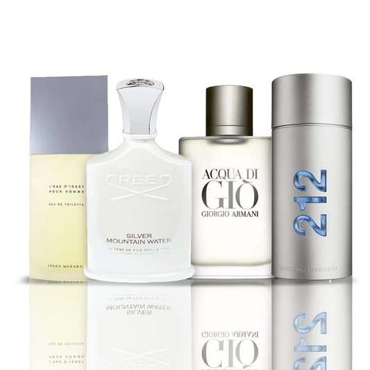 Set of 4 Perfumes | Issey Miyake + Acqua di Gio + Creed Silver + 212 NYC Men 100 ml