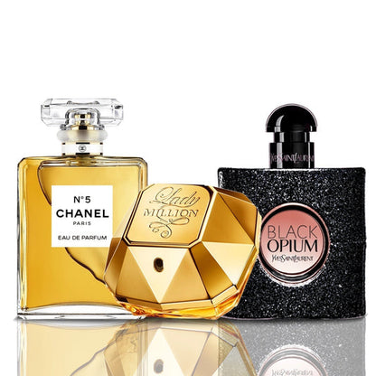 Set of 3 Perfumes | Chanel N°5 + Lady Million + Black Opium