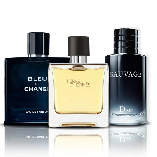 Set of 3 Perfumes | Bleu de Chanel, Terre D'Hermes and Sauvage (100 ml)