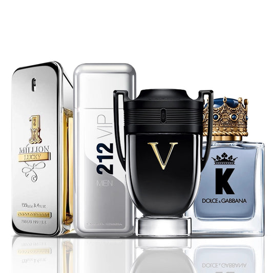 Set of 4 Perfumes | 1 Million Lucky + 212 VIP Men + Invictus Victory + Dolce & Gabbana K 100 ml