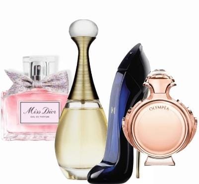 Set of 4 Perfumes | Miss Dior + J'adore + Good Girl + Olympéa - 100 ml